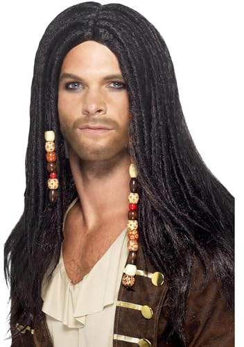 Smiffy's Pirate Wig with Beads - Black