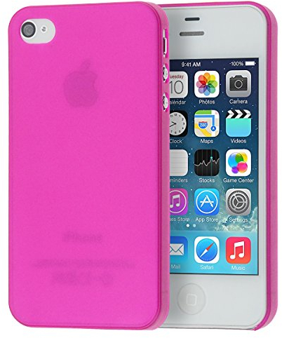 doupi UltraSlim Hülle kompatibel für iPhone 4 / 4S, Ultra Dünn Fein Matt Handyhülle Cover Bumper Schutz Schale Hard Case Taschenschutz Design Schutzhülle, pink