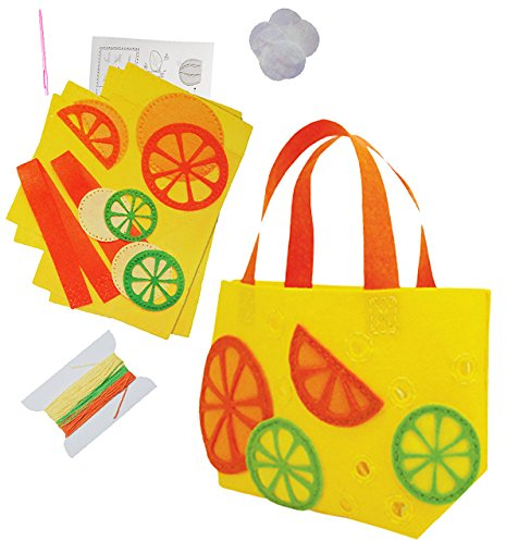 alles-meine.de GmbH Bastelset - Filz Tasche - Orangen & Zitronen - zum Sticken, einfaches Nähen per Hand - Filztasche - Komplettset filzen Blüten - Creativ - Filzset zum Bast..