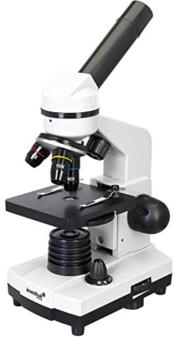 Levenhuk Rainbow 2L Moonstone Kinder Heimlabor STEM-Set mit Tragbarem Biologischen Mikroskop mit 400-facher Vergrößerung, Farbig Illustrierter Anleitung für Experimente, und Proben, Weiß (EN)
