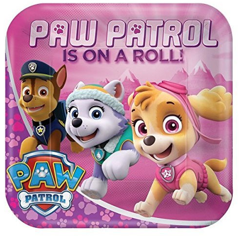 Paw Patrol Pink Paper Plates 23cm /8