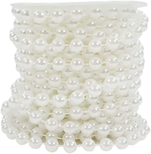 Perlenband Perlenkette Perlengirlande Hochzeit Perlenschnur Weihnachtskette Weihnachten Advent auf Rolle Weiss 6mm Weiss (S-P6-01-weiss-10m) (1€/m)