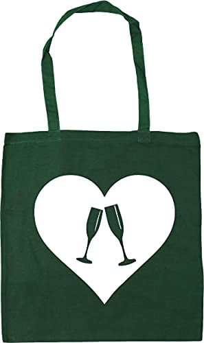 Hippowarehouse Heart Champagne Tote Shopping Gym Beach Bag 42cm x38cm, 10 litres