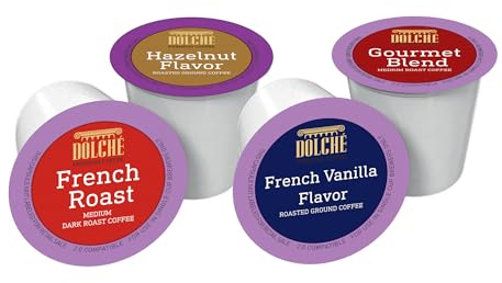 Gourmet, French Roast, Hazelnut & French Vanilla Blends, American Coffee in Compatible Keurig K-Cup 2.0 Capsules, Box Four Varieties 100 Count by Dolché