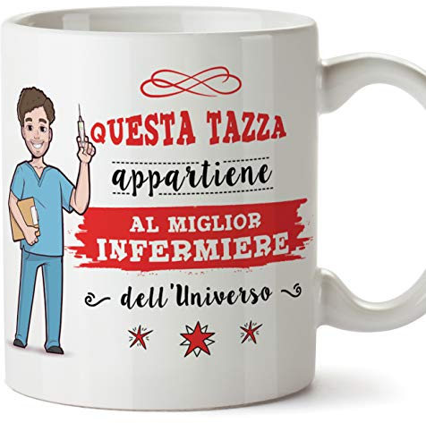 MUGFFINS (Taza en Italiano) Enfermeras Tazas Originales de café y Desayuno para Regalar Trabajadores y Profesionales. Esta Taza Pertenece a Las Mejores Enfermeras del Universo. Cerámica 350 ml
