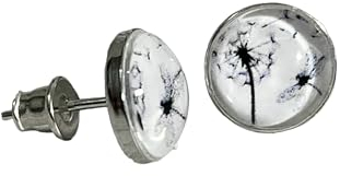 Pusteblume Libelle 925 Sterling Silber 10mm Ohrringe Ohrstecker Cabochon Glas