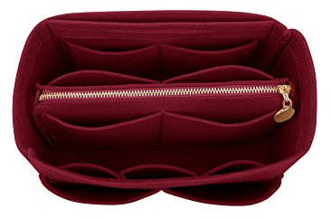 LEXSION Organisatorischer Tascheineinsatz aus Filz mit Reißverschluss, passend für Speedy-Neverfull-Tasche, Taschenformer, Rot (Weinrot), Large