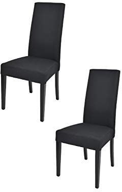 t m c s Tommychairs - 2er Set Moderne Stühle Chiara für Küche und Esszimmer, robuste Struktur aus lackiertem Buchenholz Farbe Schwarz, gepolstert und mit Stoff in der Farbe Schwarz bezogen