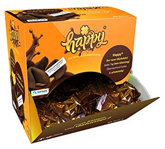 Glückskeks Happy Schoko Vegan, Schoko in einer 30er Box, mit inspirierenden Botschaften (1Box = 30 Glueckskekse a 6g)