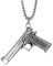 PAURO Edelstahl CS Gun Herren Anhänger Pistole Hip Hop Punk Halskette für Biker Silber mit Kette groß