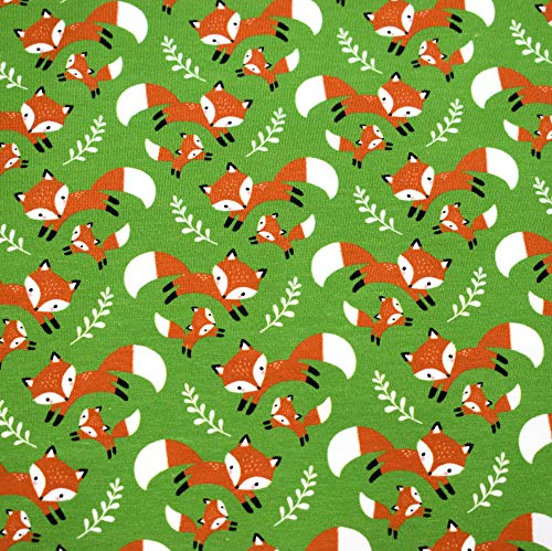 MAGAM-Stoffe Fuchs-Mich Jersey Kinder Stoff Oeko-Tex Meterware 50cm (grün)