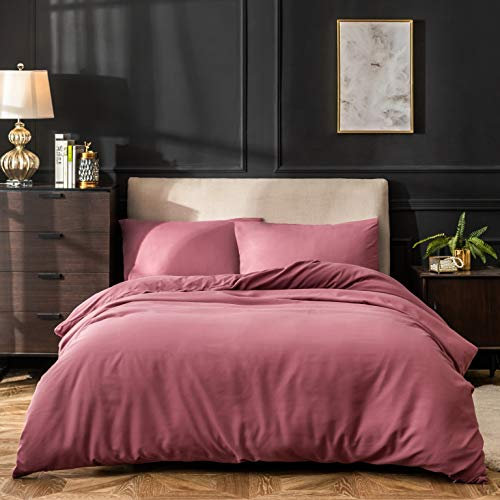 AYSW 16 Couleurs Sets de Housses de Couettes 220x240 cm Double Fermeture Éclair 3 Pièces Microfibre Brossée 100 Fils/cm² + 2 Taies d'oreiller 65x65 cm Rouge Terre Parure de Lit Adulte 2 Personnes