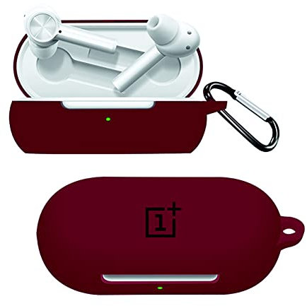 Printme� Silicone Protective Case Cover for OnePlus Earbuds TWS, Anti Fall Anti Dust, with Hook Earphone Case *Case Cover only* (Z, Maroon)