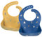 Babero impermeable de silicona para bebés para bebés y niños pequeños con recogedor de alimentos (Amarillo azul)