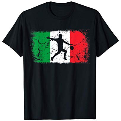 Italienische Rugby-Spieler und Ball auf Distressed Italy Fla T-Shirt