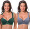 Curve Muse Aux Femmes Légèrement Rembourré Armature Soutien-Gorge en Dentelle avec rembourré Bretelles-Paquet de 2-Gris-Bleu, Vert Foncé-115E