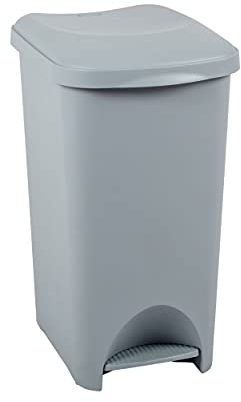 Addis Eco Made from 100 Percent Plastic Family Kitchen Pedal Bin, 519000ADF, Recycled Light Grey, 40 Litre