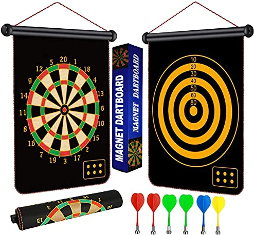 Magnetische Dartscheibe Dart Set, Doppelseitige Dartboard für Kinder Erwachsene Freizeit Sport mit 12 Dartpfeile Magnet Dart für Drinnen und Draußen