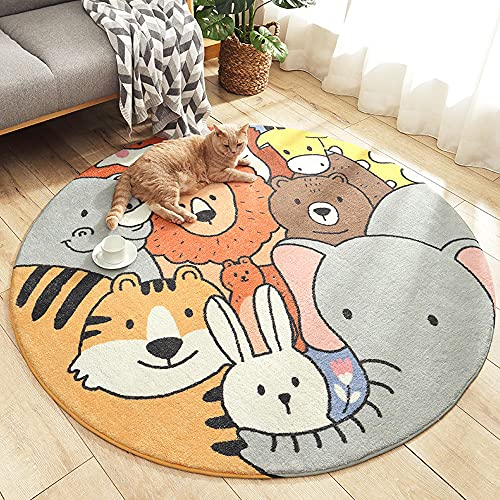 Kinderteppich Rund Waschbare fürs Babyzimmer Kleinkinderzimmer Wohnzimmer Schlafzimmer Bereich Teppich Groß Kinderteppiche Runden Teppiche Flauschige Matte Kinder Schutzmatten Kindermatte 100 CM