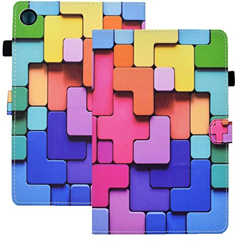 Rosbtib Custodia Samsung Galaxy Tab A8 10,5 Pollici 2022 2021 (SM-X207/SM-X205/SM-X200), Pelle PU Cover [Funzione di Supporto] [Slot per Scheda] [Magnetica] Galaxy Tab A8 - Quadrati Colorati