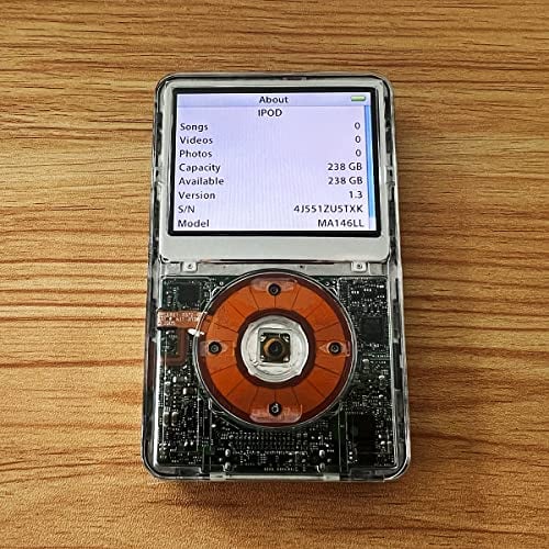 M-Player kompatibel mit iPod Classic Video 5. Generation, 256 GB, verbesserter 2000 mAh Akku, transparent