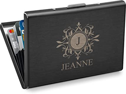 Maverton Porte-Carte avec Gravure pour Elle - Étui en métal pour Cartes de Visite/Cartes de fidélité - Porte Cartes avec 5 Fentes - Accessoire personnalisé pour Femmes - Cadeau Noel - Destinataire