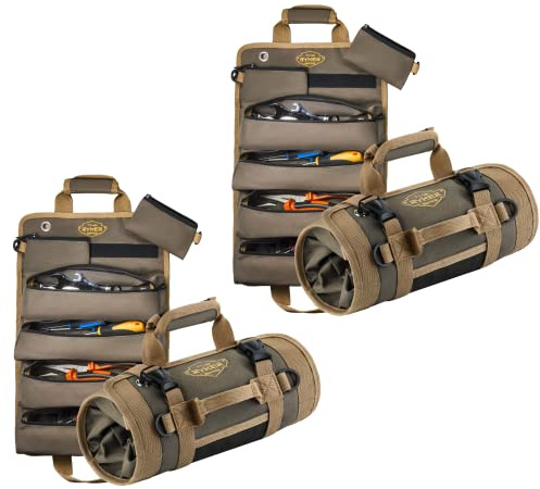 The Ryker Bag Tool Organisers (2-Pack) Small Tool Bag with Detachable Pouches, Heavy Duty Roll Up Tool Bag Organiser with 6 Tool Pouches - Tool Roll Organiser for Mechanic & Hobbyist