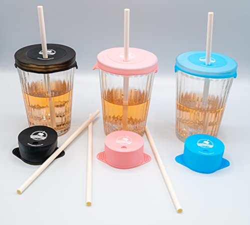 Drogenschutz für Glas, 100 Stück, für Bars und Nachtkisten, inklusive Trinkhalme, auslaufsichere Kappe