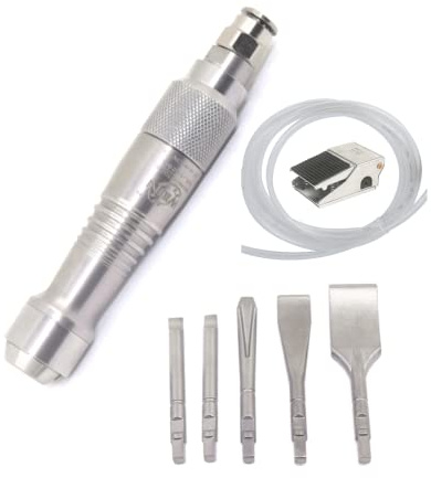 Scalpello pneumatico Scalpello a gas Scultura Pry Oysters Shell con 5 scalpelli Micro Air Flux Chipper con interruttore a pedale
