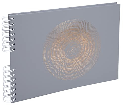 Exacompta 16168E Fotoalbum mit Spiralbindung ELLIPSE 150 Fotos 50 weiße Seiten Format 32 x 22 cm grauer Kunstledereinband mit roségoldener Markierung in Form einer Ellipse