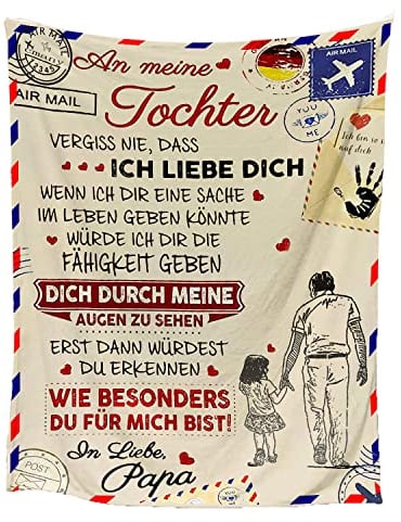 Personalisierte Flanell Briefdecke von Papa - Super Weiche Decke, Positiv Ermutigen Sie Ihre Tochter zur Liebe, Geeignet für Couch und Bett (Luftpost)