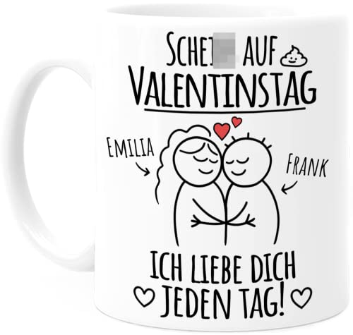 Tassenliebling® Pärchen Tasse personalisiert - ... auf Valentinstag. Ich liebe dich jeden Tag - Lustiges Geschenk für Männer zum Jahrestag - Liebesgeschenke Partner Mann