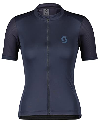 Scott W Endurance 10 S/sl Shirt Blau - Modernes feminines Damen Kurzarm Rennrad Trikot, Größe XS - Farbe Dark Blue - Met