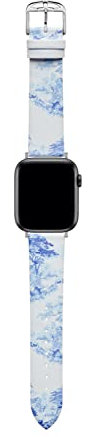 Ted Baker Light Blue & White Leather Strap for Apple Watch® (Model: BKS42S203B0), Blue/White