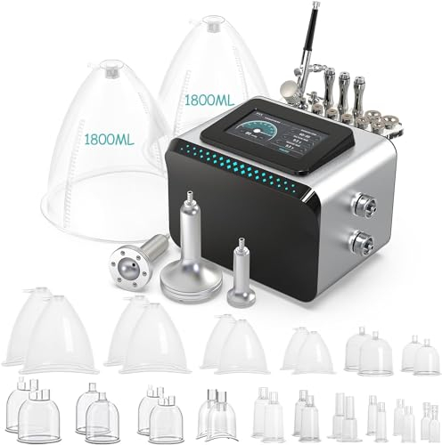 Yofuly 3 in 1 Vakuum Massagegerät, Multifunktionales Diamant Gerät und Spray, Professionelle Elektrische Schröpf-Massage mit 34 Tassen, 4 Pumpen große Saugkraft