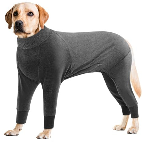 CITÉTOILE Hundebody Nach Op Wundschutz Elastisch für Rüde & Hündin Grau M | Ersatz für Halskragen, Genesungsanzug für Hunde, Hundebody Mit Beinen, Bauchschutz, Hundepyjama für Mittel Große Hunde