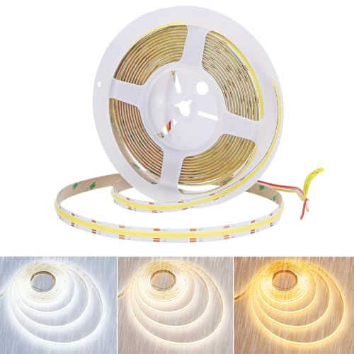 JOYLIT COB CCT LED Strip IP65 Wasserfest 24V 5M 640LEDs/M CRI 92+ 10000LM Ultra Hell, CE UL PRO Dimmbar 2700-6000K Weiß Abstimmbar 90W Selbstklebend Licht Band für Gewerbe, Haushalt