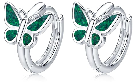 Schmetterling Ohrringe 925 Sterling Silber Malachite Creolen Ohrringe Mädchen Schmetterling Schmuck Geschenke für Damen Kinder Mama…