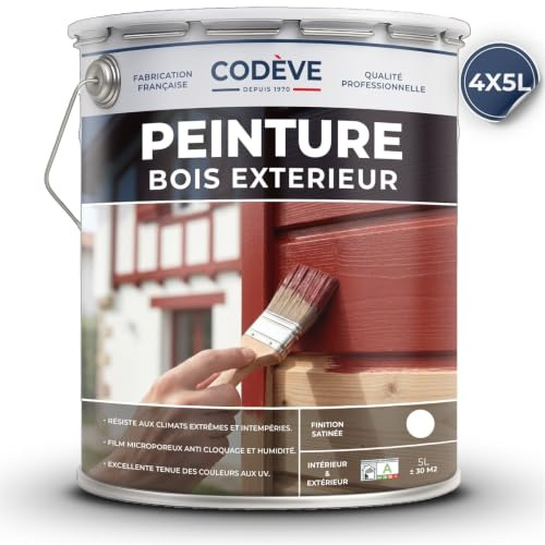 Peinture Bois Exterieur - Codeve Bois/RAL 1021 - Jaune colza - 20L - Intérieur/extérieur - Extérieures Pour La Protection D'un Chalet, Abri, Garage, Cabane.