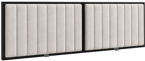 HOMCOM Testiera Letto in Velluto Imbottita, Testata Letto Matrimoniale a Parete con Cuciture Tubolari per Letti da 180cm, Crema