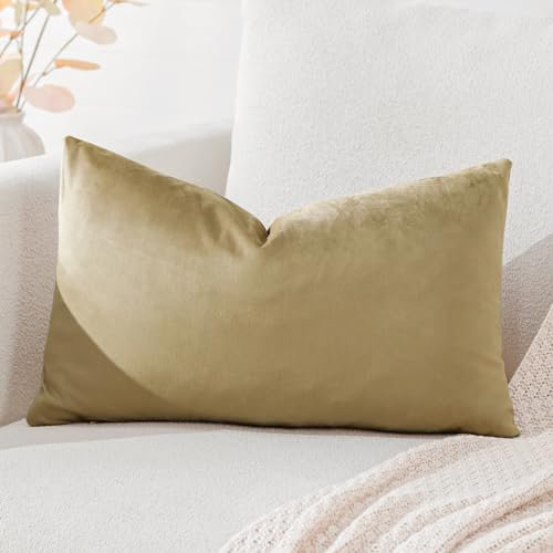 Artscope Samt Kissenbezug Kissenhülle Dekorative Dekokissen Sofakissen Lendenkissen Wurfkissenbezug Sofa Schlafzimmer 40x60cm Gelbbraun