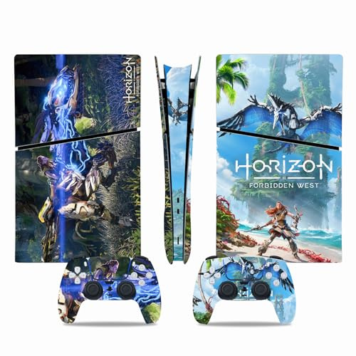 MaD Vision® Extra-Durable Skin Kit per PlayStation 5 (PS5) Digital Slim | Set di Pellicole Adesive in Vinile Opaco per la Console e 2 Controller - per Horizon Forbidden West Design