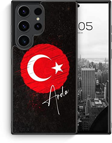 Türkei mit Wunschname - Silikon Hülle für Samsung Galaxy S24 Ultra - Personalisierte Wunschname Türkische Schutzhülle Handyhülle Case Cover