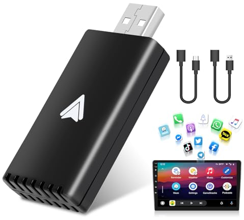 Podofo Wireless Android Auto Adapter, Android Auto Dongle für Original Kabelgebundene USB Autoradio Autos Konvertieren Sie Kabelgebundenes in Kabelloses Android Auto