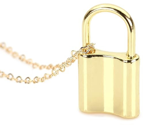 bluebubble FOREVER Solid Padlock Pendant Necklace on Gift Card (Gold Plated)