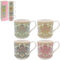 Lesser & Pavey Juego de 4 tazas apilables | Tazas apilables de diseño británico para todas las cocinas | Tazas apilables para cocinas modernas con bonitos diseños (apilamiento de jacinto S4)