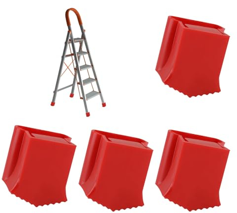 4 piezas Protectora Pies Escalera de Goma, 34 x 45 mm, Tacos Escalera Espesar, Antideslizantes para Patas de Madera, Protección Duradera y Segura para Escaleras