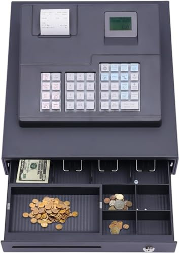 ECR600 Thermo-Registrierkasse, elektronische Registrierkasse, Kassensystem mit 38 Tasten, 8 Digitale LED-Registrierkassendrucker for Einzelhandelsrestaurants