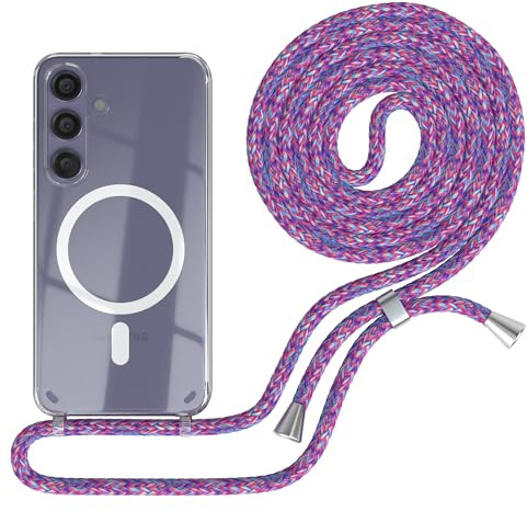 EAZY CASE - Handykette kompatibel mit Samsung Galaxy S24 Kette zum Umhängen Stoßfest Handyhülle für Galaxy S24 Silikon Hülle mit Band Handytasche Transparent als Fallschutz in Unicorn