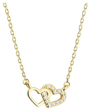 Sofia Milani - Damen Halskette 925 Silber - vergoldet/golden - mit Zirkonia Steinen - Herz Anhänger - N0754